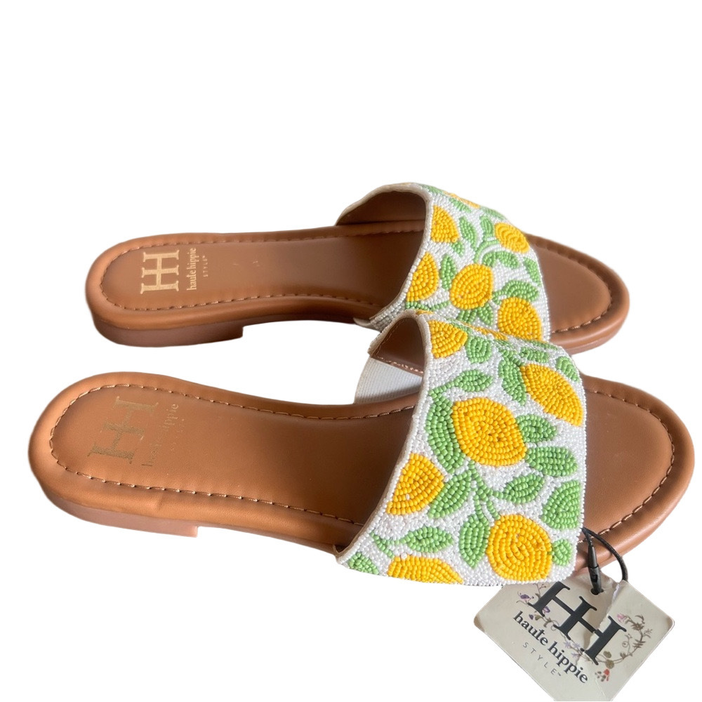 Haute Hippie Lemon Beaded Women's Sandal Size 7.5 #B1956 - Picture 2 of 9